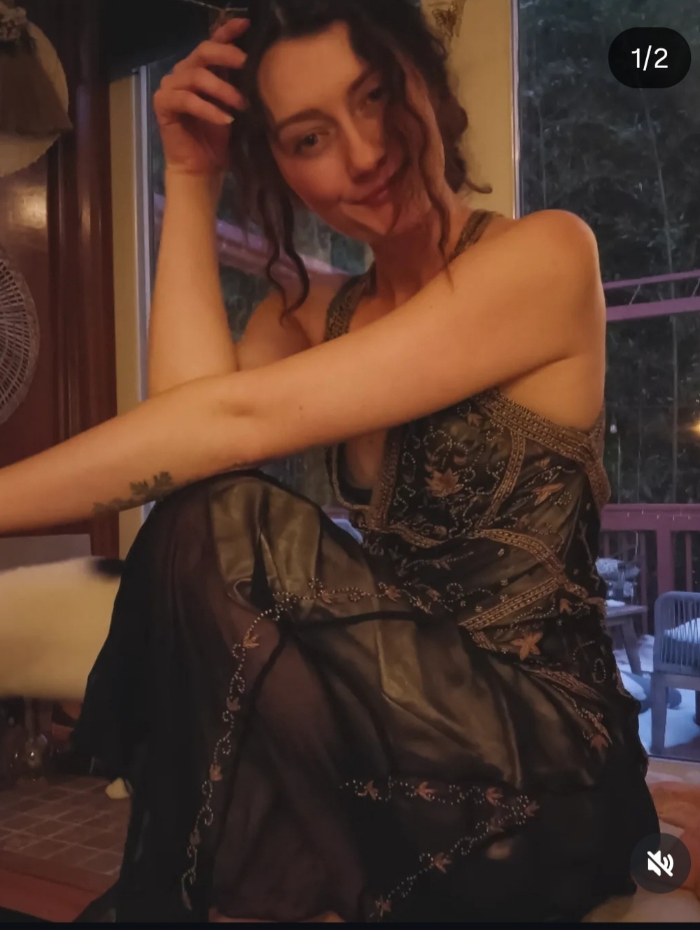 Sheer Black Beaded Cocktail Dress- RARE Vintage